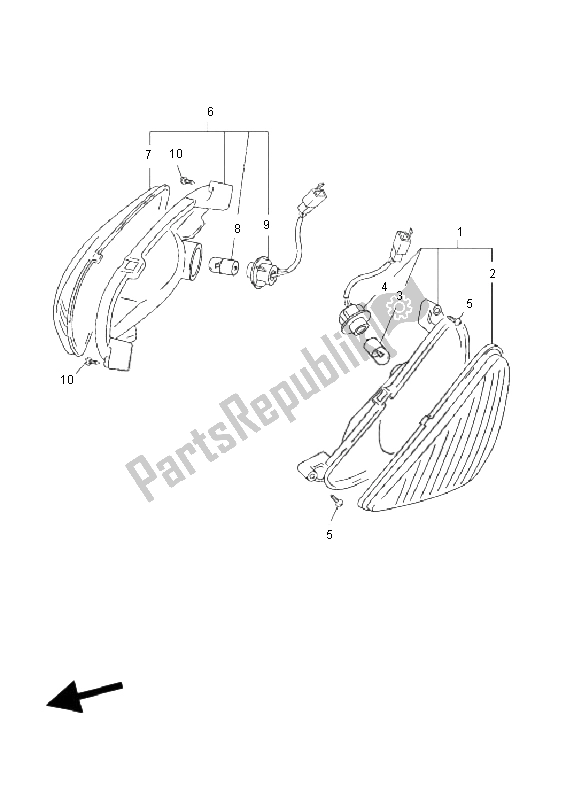 All parts for the Flasher Light of the Yamaha YN 50R Neos 2011