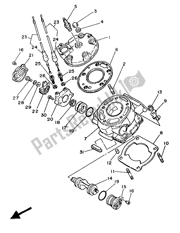 Toutes les pièces pour le Cylindre du Yamaha DT 125 LC 1986