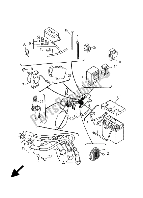 Tutte le parti per il Elettrico 1 del Yamaha XJ 600S Diversion 2001