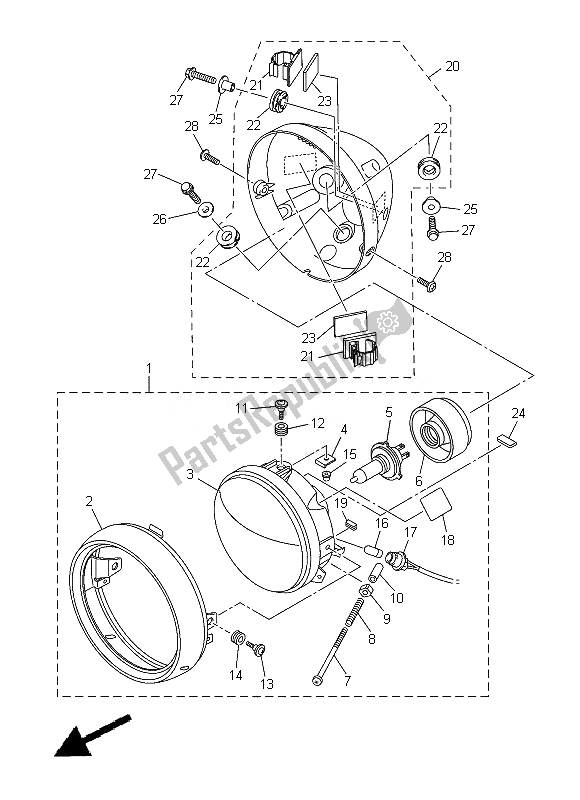 Tutte le parti per il Faro del Yamaha XVS 1300 CU 2014