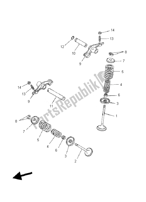 All parts for the Valve of the Yamaha YFM 250R 2010