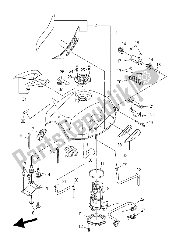 Wszystkie części do Zbiornik Paliwa Yamaha XJ6N 600 2009