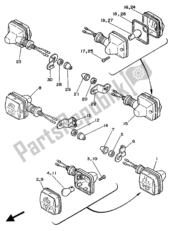 Alle onderdelen voor de Knipperlicht van de Yamaha DT 125R 1989