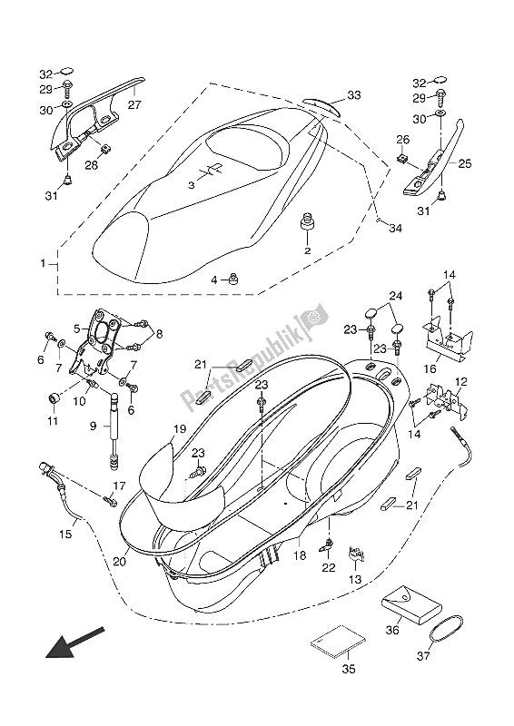 All parts for the Seat of the Yamaha YP 250R 2016