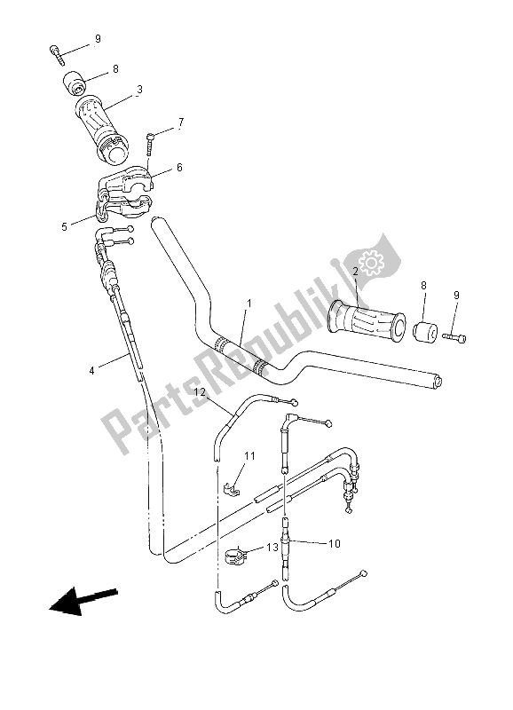 All parts for the Steering Handle & Cable of the Yamaha FZS 600 Fazer 2002