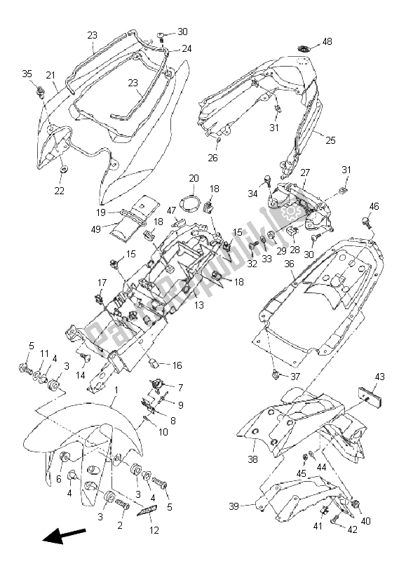 All parts for the Fender of the Yamaha FZ8 NA 800 2011