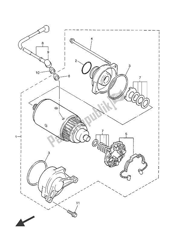 All parts for the Starting Motor of the Yamaha XJR 1300C 2016