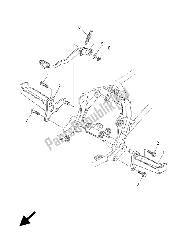 All parts for the Stand & Footrest of the Yamaha YFM 350R 2009