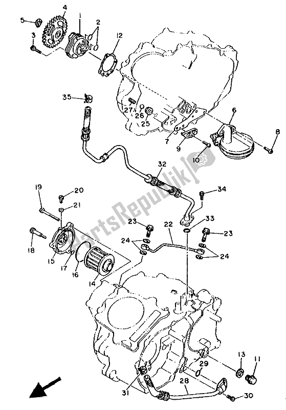 All parts for the Oil Pump of the Yamaha XT 600K 1993