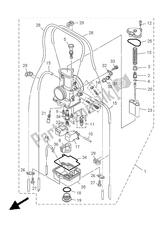 Todas las partes para Carburador de Yamaha YZ 125 2013