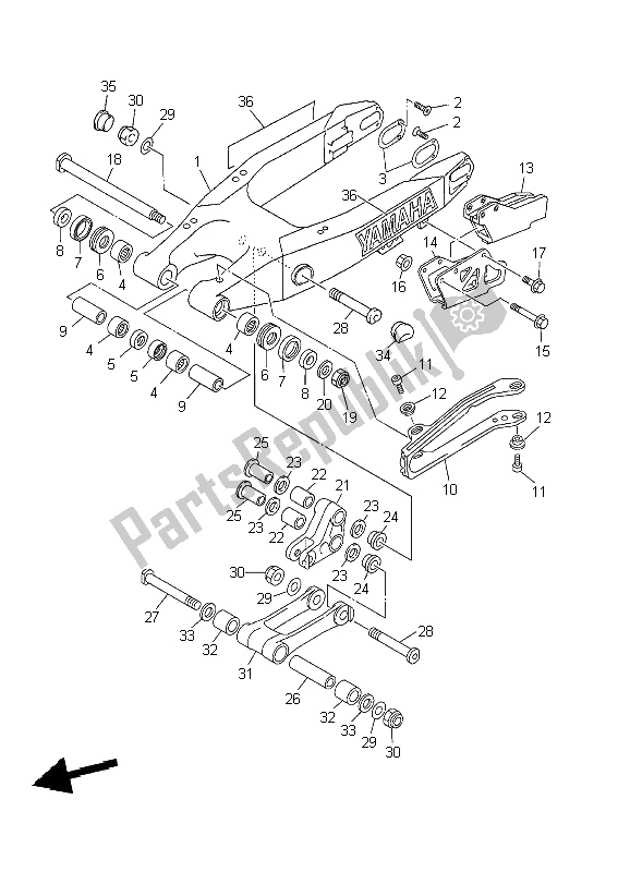 Tutte le parti per il Braccio Posteriore del Yamaha WR 250F 2002