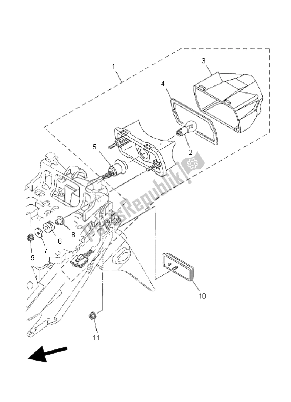 All parts for the Taillight of the Yamaha TDM 900A 2008