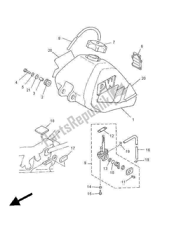 All parts for the Fuel Tank of the Yamaha PW 80 2000