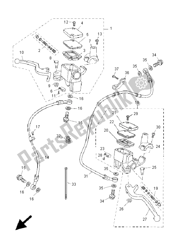 All parts for the Front Master Cylinder of the Yamaha YP 250R X MAX Black 2009