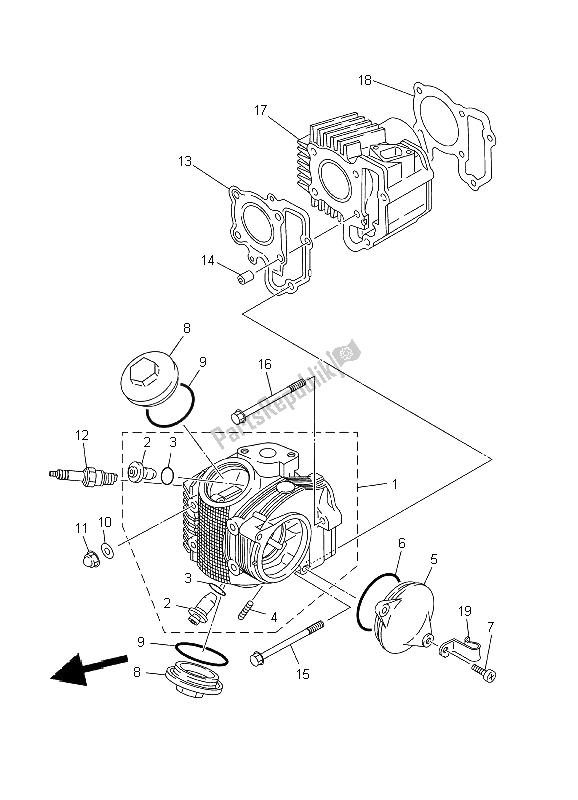 Todas as partes de Cabeça De Cilindro do Yamaha TT R 90 P 2002