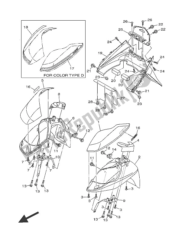 All parts for the Fender of the Yamaha MW 125A 2016