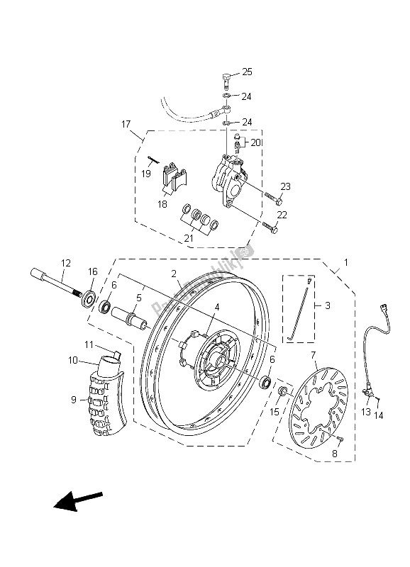 Tutte le parti per il Ruota Anteriore E Sistema Frenante del Yamaha XT 125R 2006