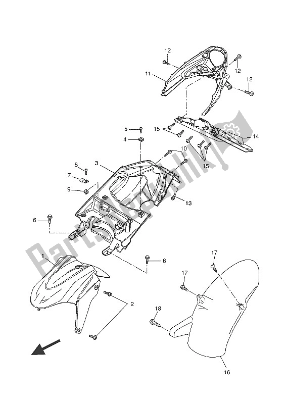 All parts for the Fender of the Yamaha NS 50F 2016