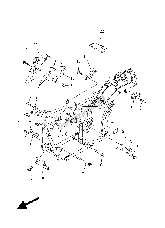 All parts for the Frame of the Yamaha XVS 125 Dragstar 2000