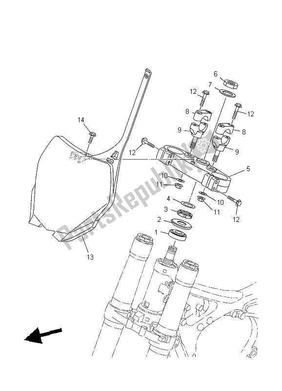 Todas las partes para Direccion de Yamaha YZ 250 2007