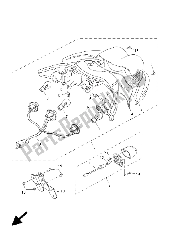 Tutte le parti per il Fanale Posteriore del Yamaha YN 50F 4T Neos 2009