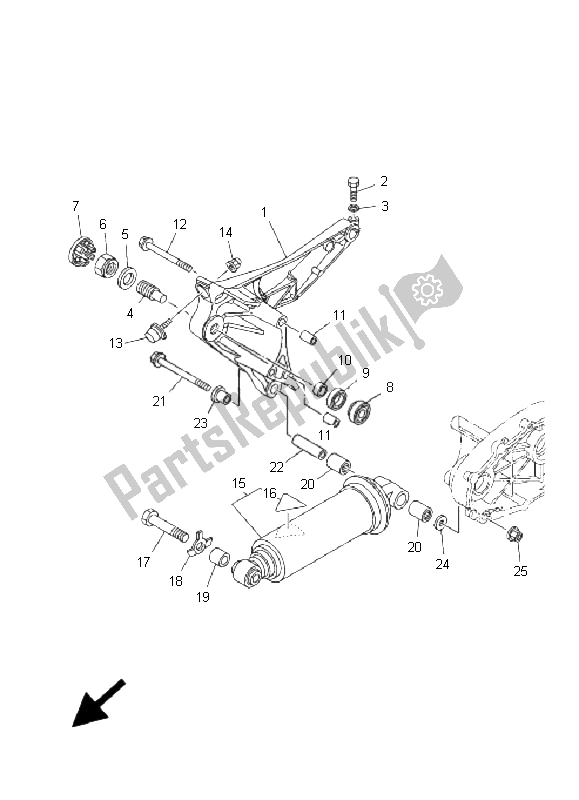 All parts for the Rear Arm & Suspension of the Yamaha XP 500A T MAX 2009