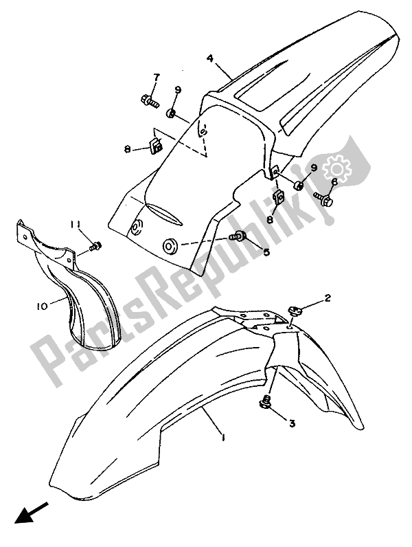 Tutte le parti per il Parafango del Yamaha YZ 250 LC 1993