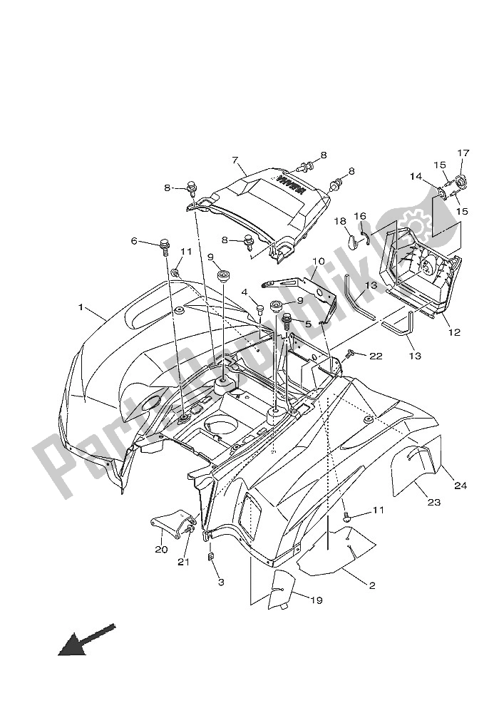 Todas las partes para Guardabarros Trasero de Yamaha YFM 700 FWA Grizzly 4X4 2016