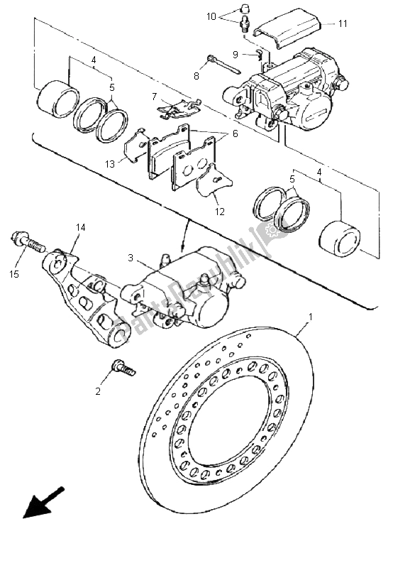 Todas las partes para Pinza De Freno Trasero de Yamaha YZF 600R Thundercat 2001