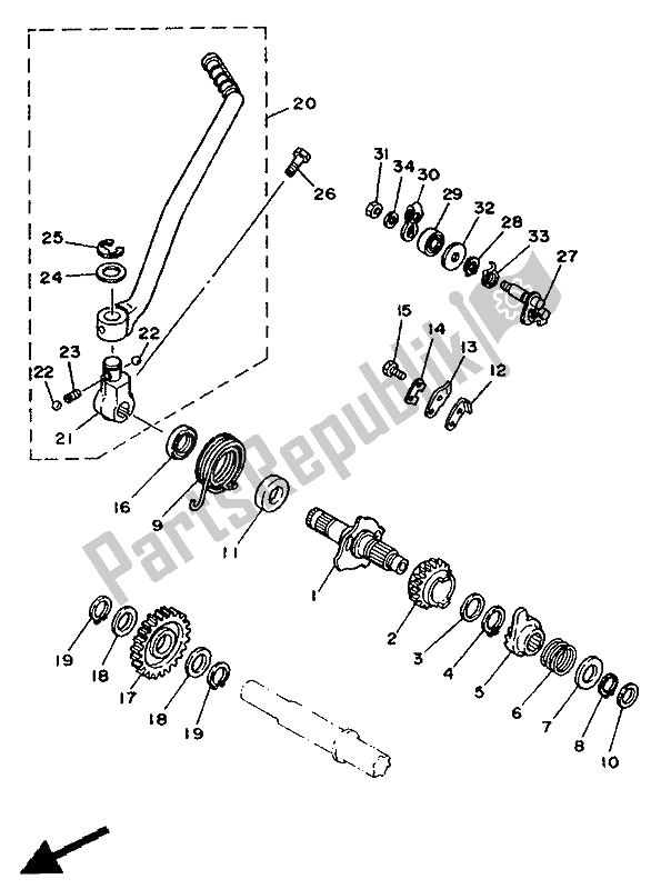 Tutte le parti per il Antipasto del Yamaha XT 350 1991