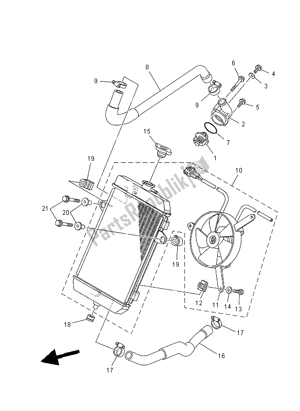 All parts for the Radiator & Hose of the Yamaha YFM 700R 2012