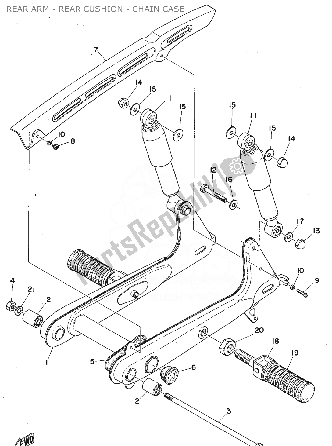 Toutes les pièces pour le Rear Arm - Rear Cushion - Chain Case du Yamaha FS1 1975