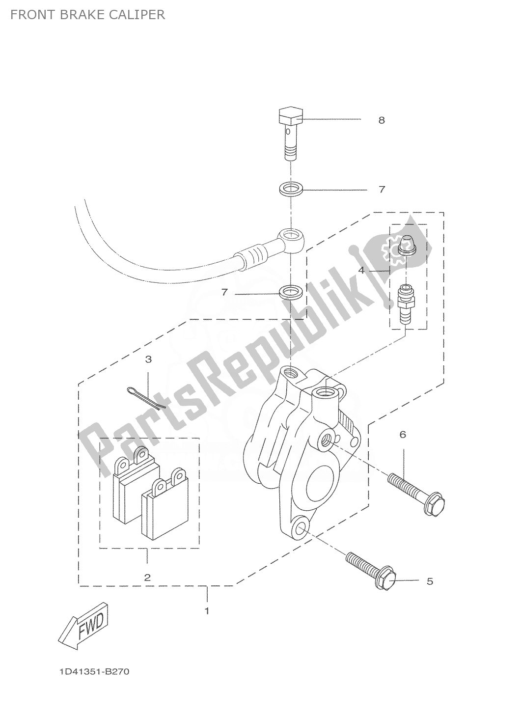 All parts for the Front Brake Caliper of the Yamaha DT 50 2006