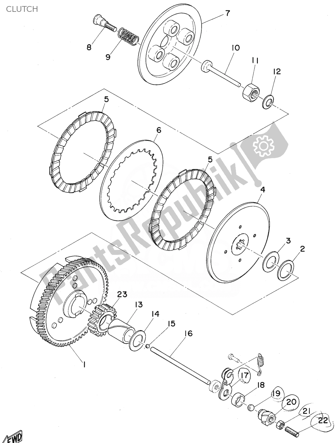 Toutes les pièces pour le Embrayage du Yamaha FS1 1974