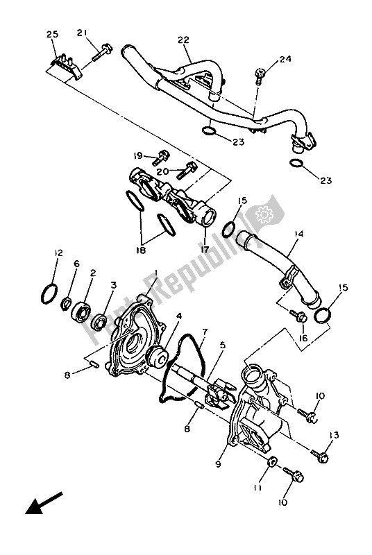 Todas as partes de Bomba D'água do Yamaha FZR 1000 1987