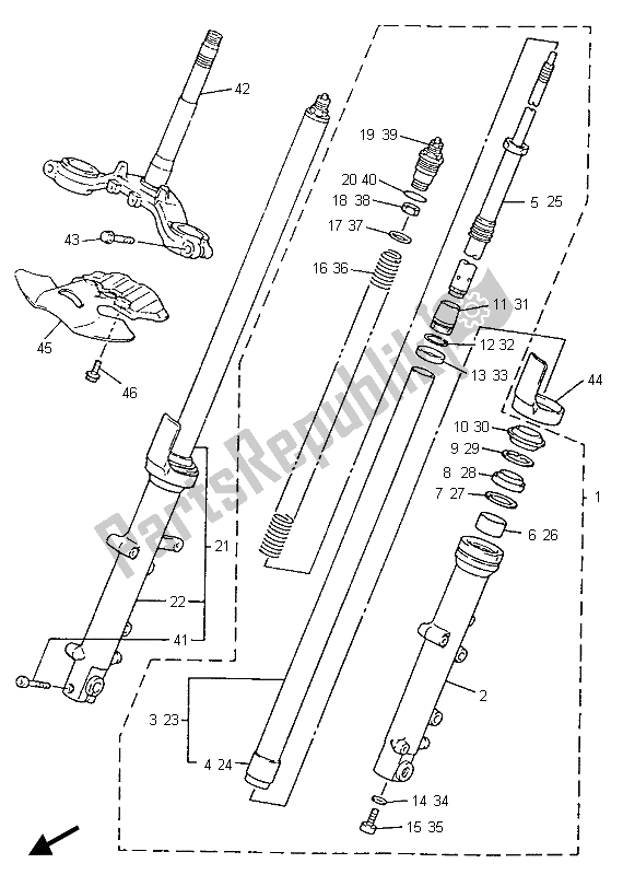 Todas las partes para Tenedor Frontal de Yamaha YZF 600R Thundercat 1996