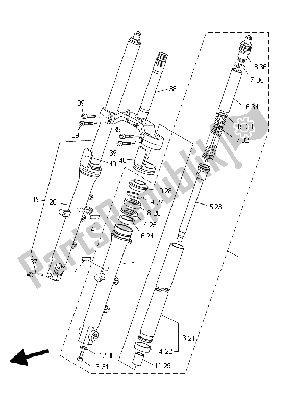All parts for the Front Fork of the Yamaha TDM 900A 2009