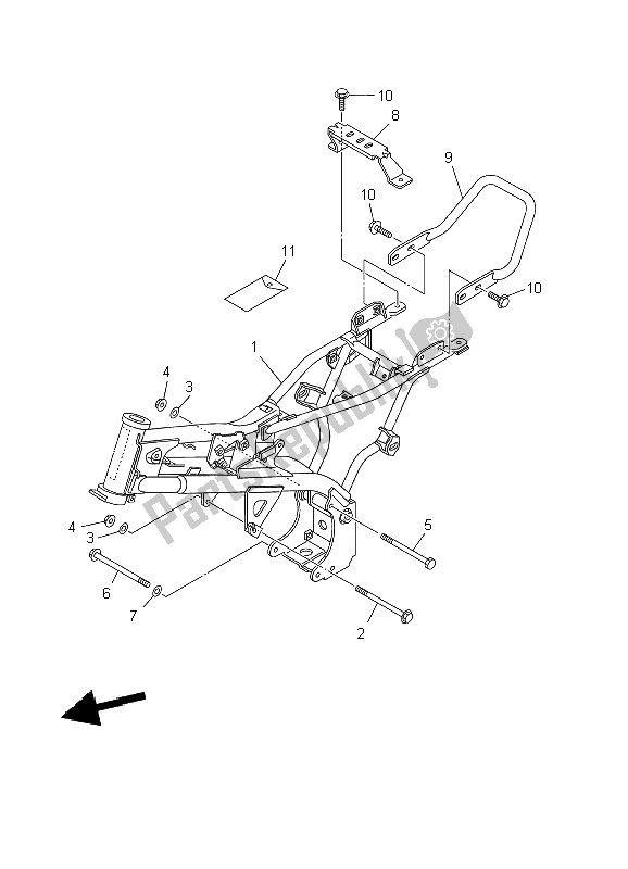 Todas as partes de Quadro, Armação do Yamaha TT R 90 P 2002