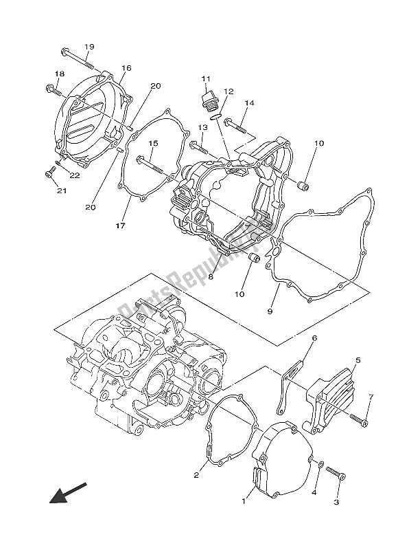 Wszystkie części do Pokrywa Skrzyni Korbowej 1 Yamaha YZ 125 2016