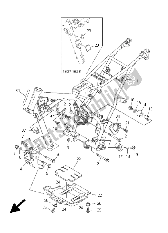 Todas as partes de Quadro, Armação do Yamaha TT R 125E SW LW 2005