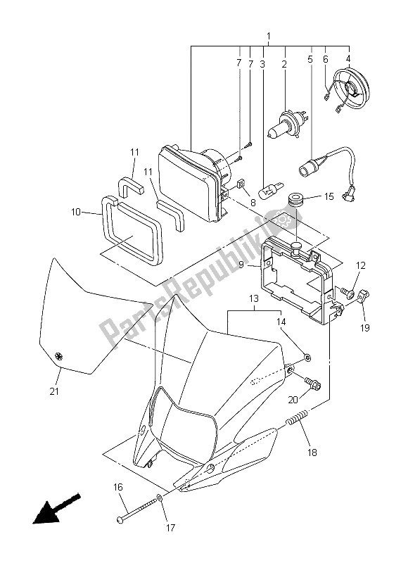 All parts for the Headlight of the Yamaha WR 250X 2014