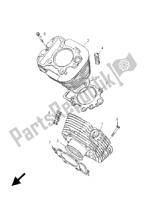 All parts for the Cylinder of the Yamaha XV 535 Virago 2001