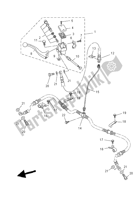 All parts for the Front Master Cylinder of the Yamaha YFM 450 FWA Grizzly 4X4 2014