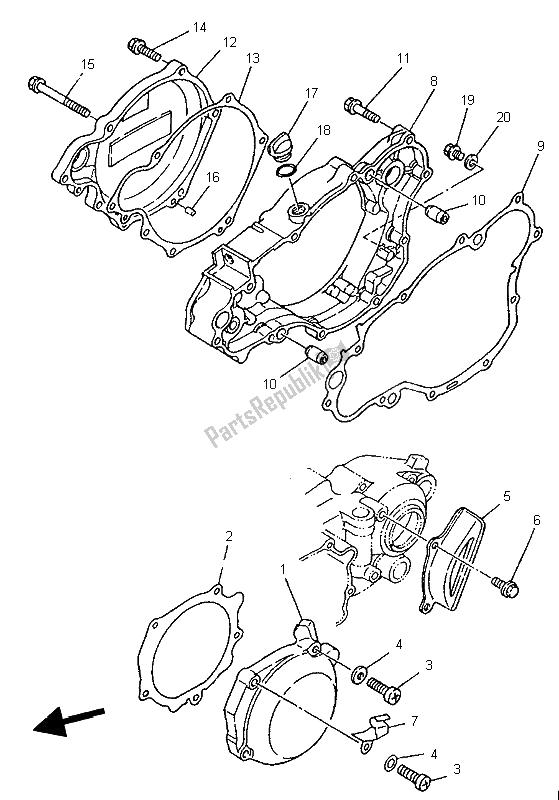 Toutes les pièces pour le Couvercle De Carter 1 du Yamaha YZ 250 1996