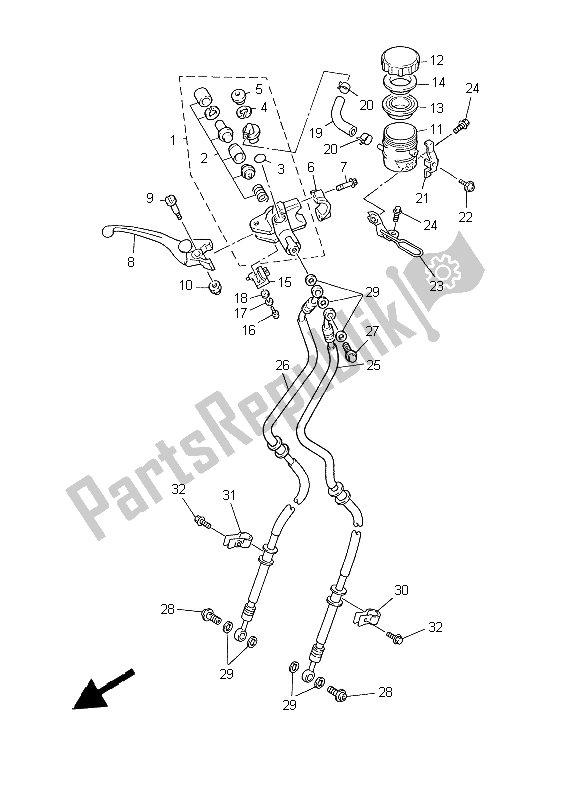 Tutte le parti per il Pompa Freno Anteriore del Yamaha YZF R6 600 1999