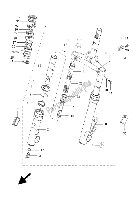 All parts for the Front Fork of the Yamaha CW 50N BWS 2005
