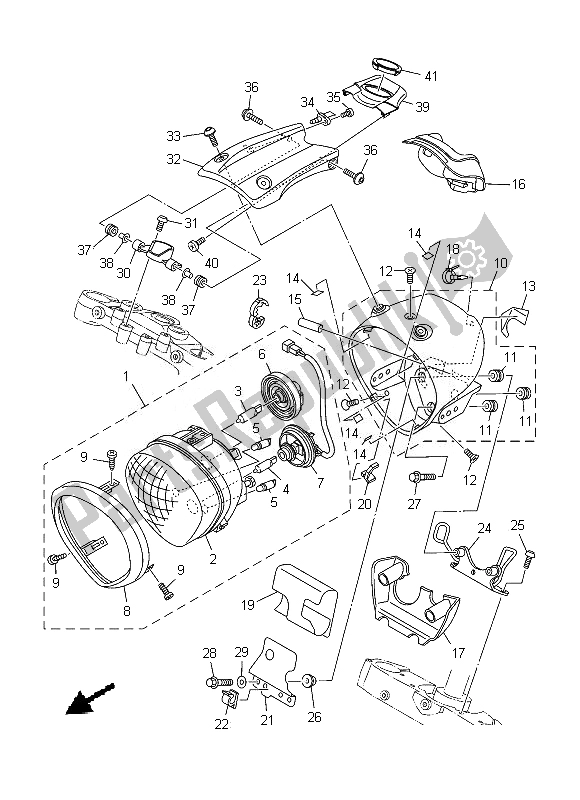 All parts for the Headlight of the Yamaha XV 1900A 2013