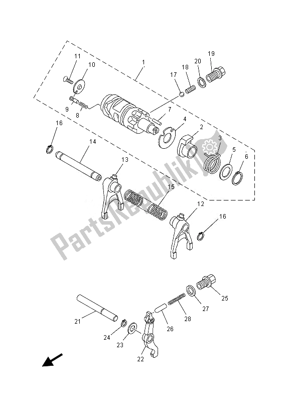 Wszystkie części do Krzywka Zmiany Biegów I Widelec Yamaha YFM 700 FGD Grizzly 4X4 2013