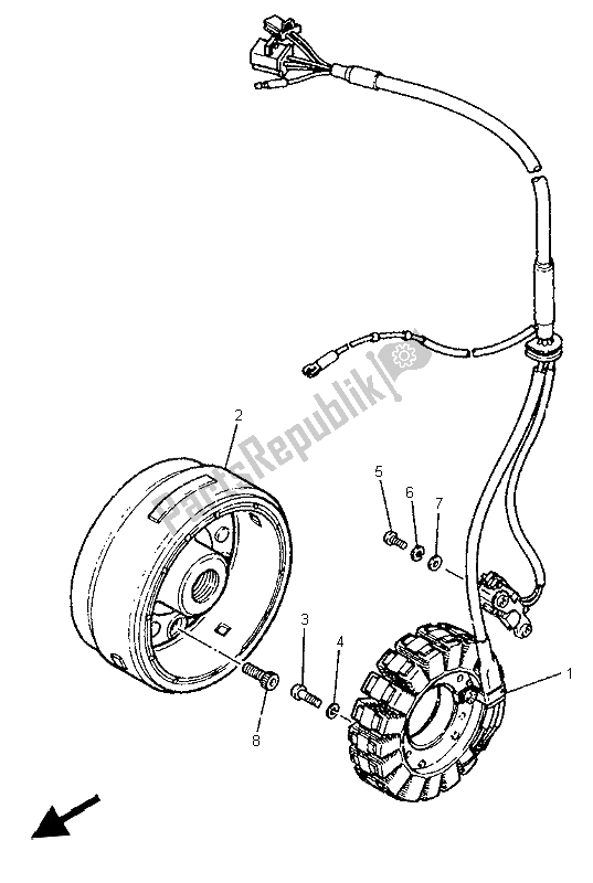 All parts for the Generator of the Yamaha XT 600E 1999