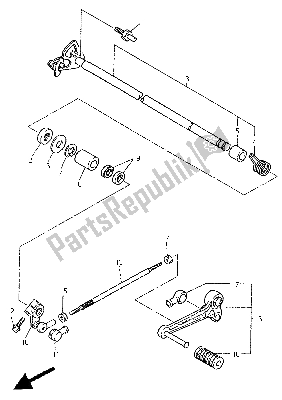 Todas as partes de Eixo De Mudança do Yamaha YZF 1000R Thunderrace 1998
